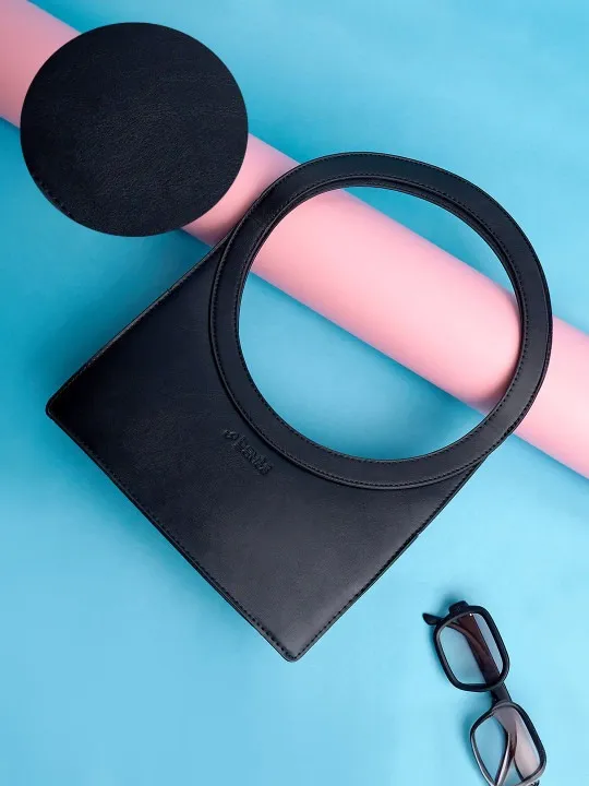 Black Textured Handheld Bag — view 2