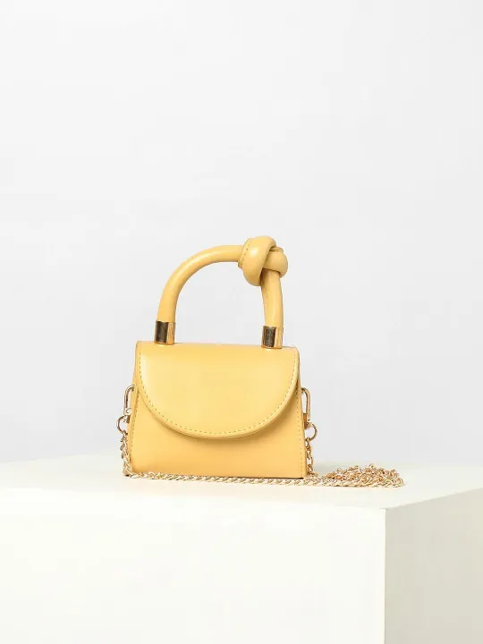 Yellow Quilted Handheld Bag — view 1