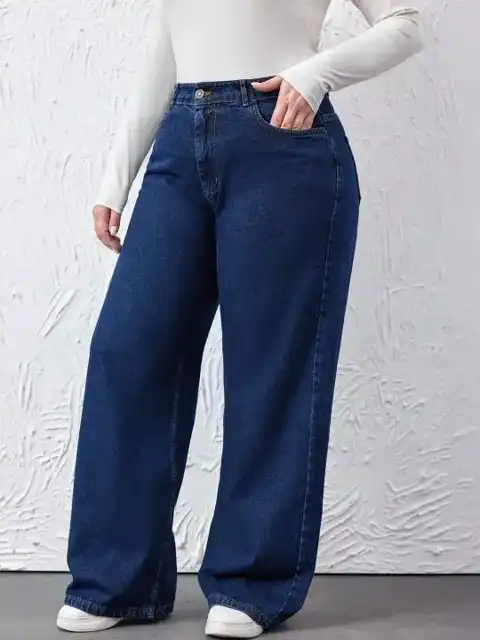 Green Wide Leg Jeans — view 4