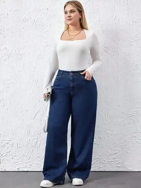 Green Wide Leg Jeans — view 5