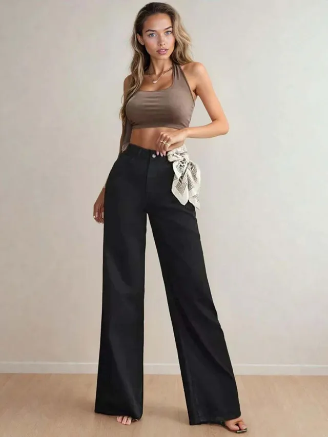 Black Wide Leg Jeans — view 6