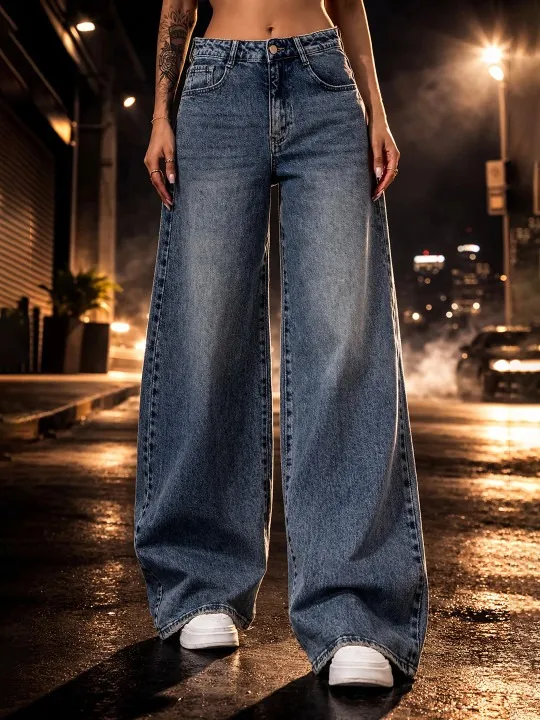 Brown Wide Leg Jeans — view 1