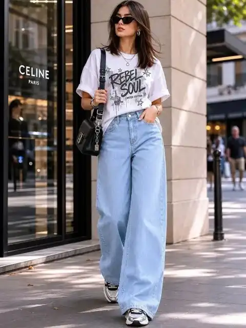 Pink Wide Leg Jeans — view 2
