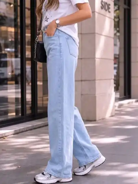 Pink Wide Leg Jeans — view 3