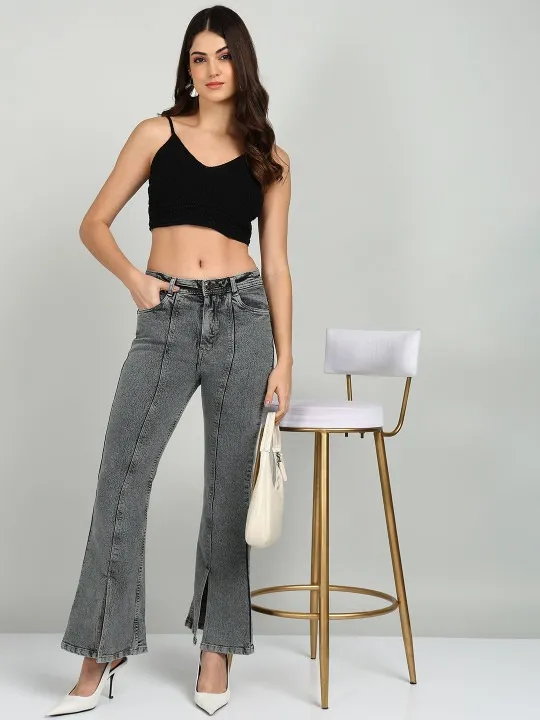 Grey Wide Leg Jeans — view 3