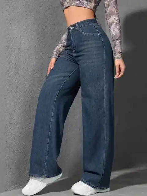 Green Wide Leg Jeans — view 4