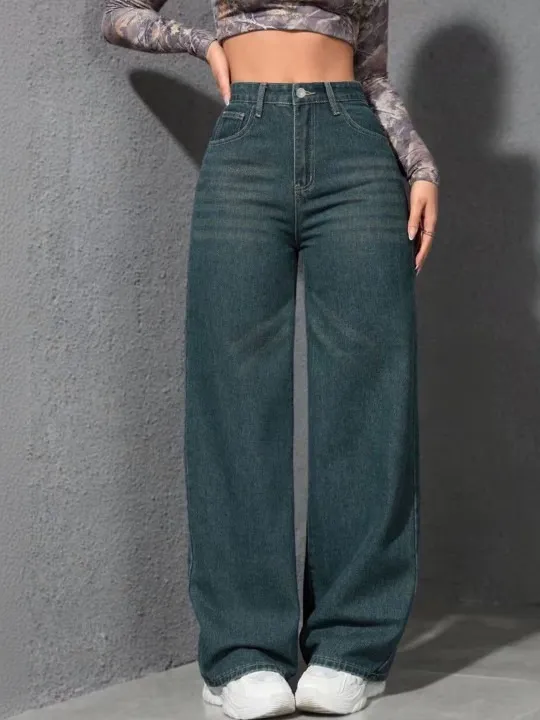 Green Wide Leg Jeans — view 1