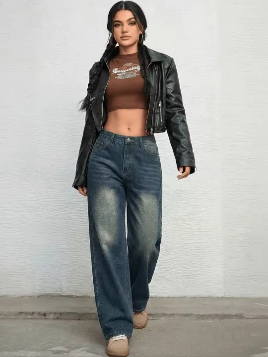 Orange Wide Leg Jeans — view 1