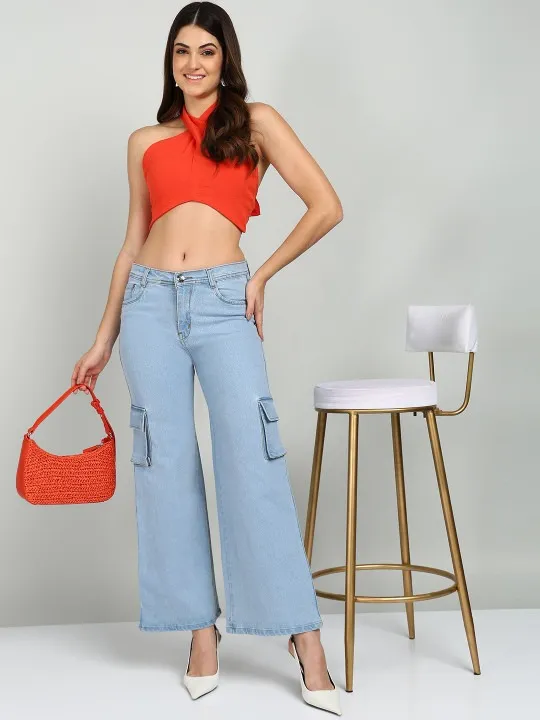 Beige Wide Leg Jeans — view 3